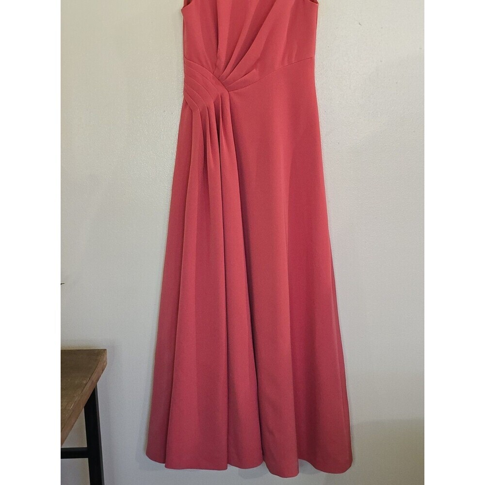 Kay Unger New York Coral Pink Maxi Formal Evening Gown Twist Waist Size 2 - Picture 7 of 15